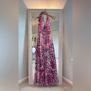 White House Black Market Pink and Black Halter Dress
